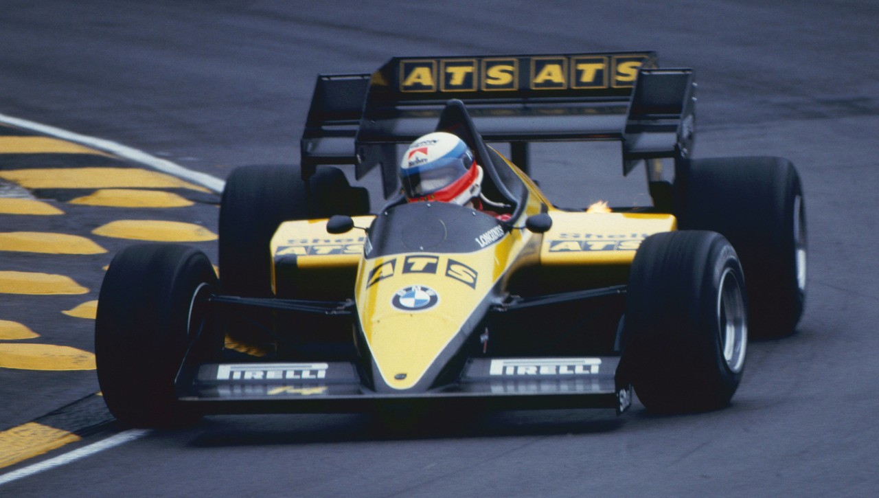 Manfred Winkelhock Driving the ATS/BMW in Practice at Brands Hat